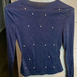 Navy blue long sleeve with white pearls